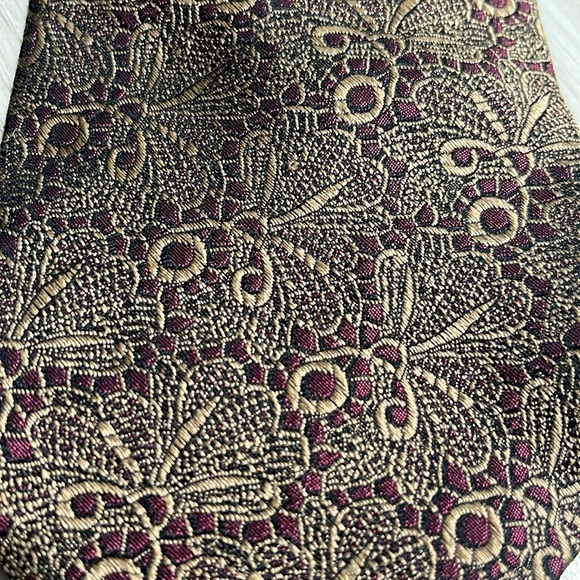 CP Carol Palazzi Couture Multi Color Silk Mens Neck Tie Classic Burgundy Tan - Picture 7 of 7